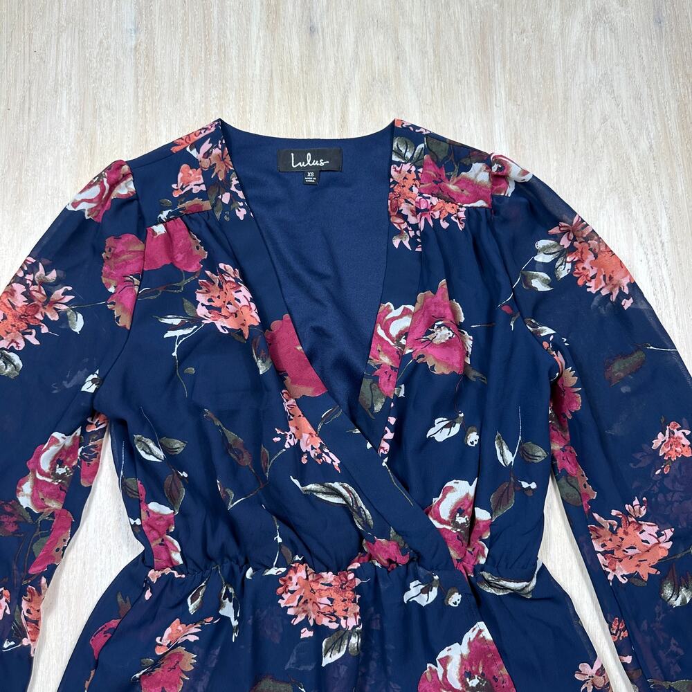 Lulu's Floral Pretty Pretender Romantic Ruffle Party Mini Cocktail Dress XS - Picture 4 of 12